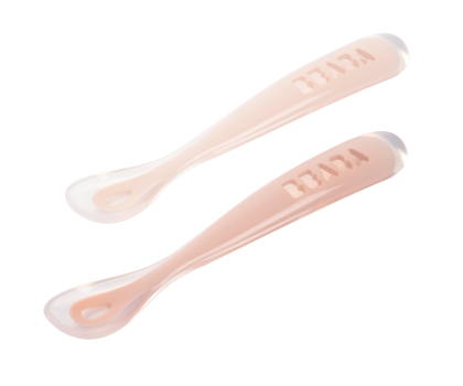 Prvé lyžičky silikónové 2 ks s puzdrom Cotton Candy Beaba