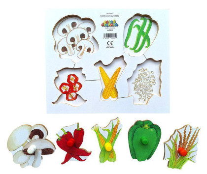 Drevené doskové puzzle 6 dielov Lúpeme a krájame plodiny 4