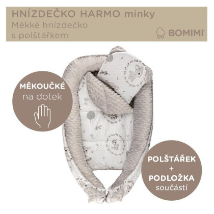 Hniezdočko Harmo s vankúšikom minky Bomimi