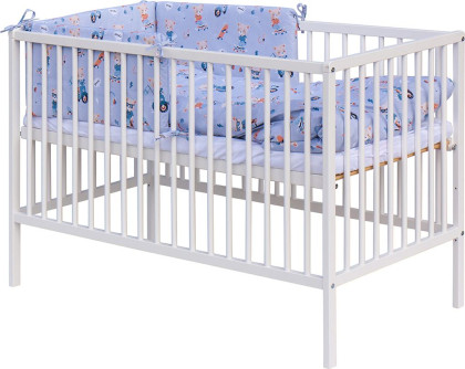 Detská postieľka s kompletnou výbavou 120 x 60 cm - Peko - modrá Scarlett