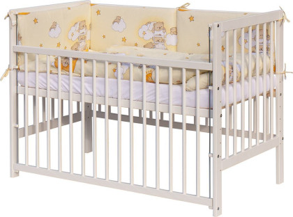 Detská postieľka s kompletnou výbavou 120 x 60 cm, mráčik béžová Scarlett