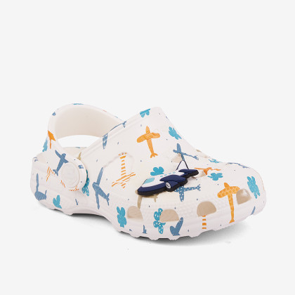 Detské nazúvaky clogsy Little Frog Biele Airoplane Coqui