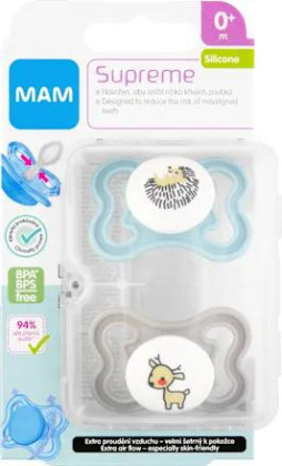 Cumlík Supreme silikón 0 m+ Modrá + šedá