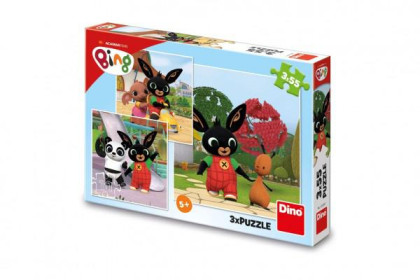 Puzzle 3v1 Zajačik Bing/Bing sa hrá 3x55 dielikov