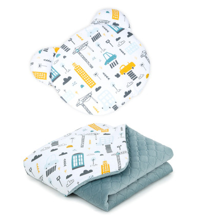 2-dielna sada dečka s vankúšikom Velvet 75 x 100 cm Teddy Mestečko khaki/biela