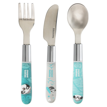 Príbor kovový Exotic Animals 3 ks modrý Canpol Babies