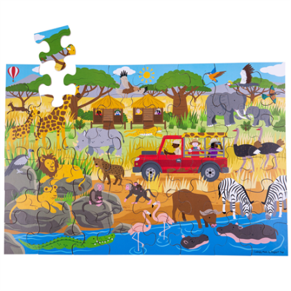 Podlahové puzzle Africké dobrodružné 48 dielikov Bigjigs Toys