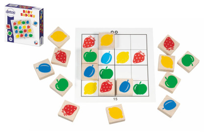 Baby sudoku logická hra drevo 25 ks Detoa