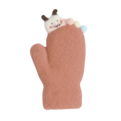 Detské zimné huňaté palčiaky s lamou a brmbolcami 2 - 3 roky