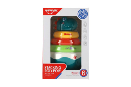 Roly Poly dinosaurus skladačka pyramída s krúžkami so zvukom 16 cm