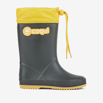 Detské zateplené čižmy Rainy antracit/žltá Coqui