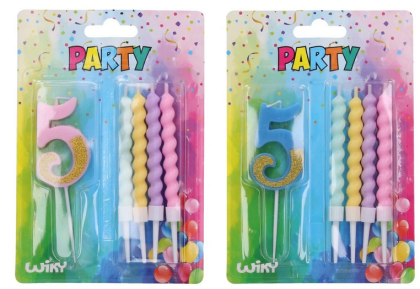 Párty sviečka + 4 ks sviečok