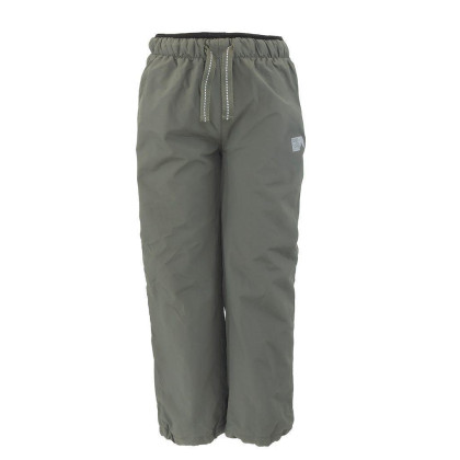 Nohavice športové chlapčenské podšité fleezom outdoorové, Pidilidi, khaki