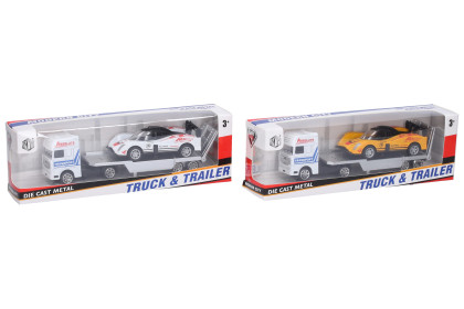 Auto nákladný ťahač so závodným autom 18,5 cm