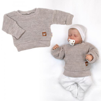 Rastúci oversize pletený svetrík pre bábätko béžový Baby Nellys