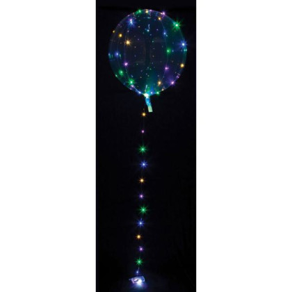 Guľa čistá svietiaca LED farebná 38 cm x 40 cm - fóliový balónik