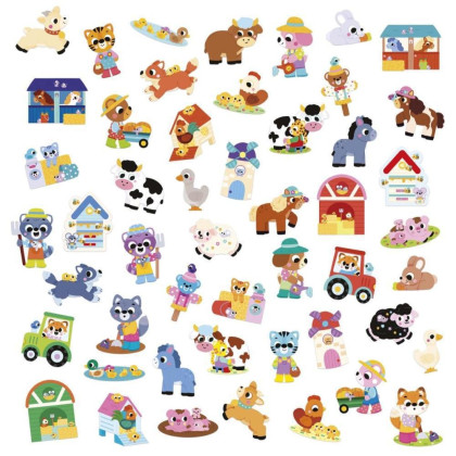 Veľké samolepky Farma 50 ks Stickers Janod