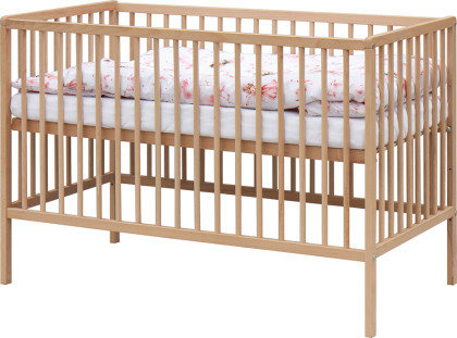 Detská postieľka s kompletnou výbavou 120 x 60 cm prírodná Víla ružová Scarlett