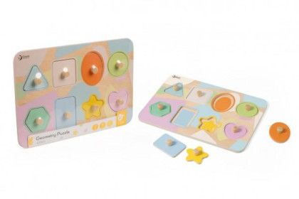 Puzzle/Vkladačka doskové geometrické drevené tvary 24 m+