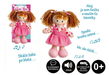 Bábika Anička handrová plyš 20 cm slovensky hovoriaca