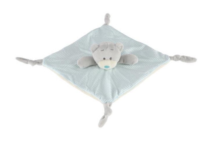 Plyšový medveď zaspávačik hrkálka 25 x 25 cm modrý 0+