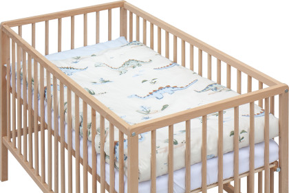 Detská postieľka s kompletnou výbavou prírodná 120 x 60 cm Dambi Scarlett