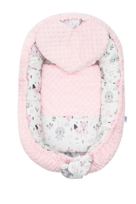 Luxusné hniezdočko s vankúšikom a perinkou New Baby z Minky ružovej