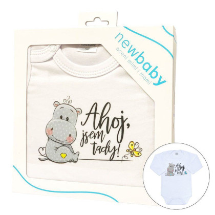 Body s potlačou New Baby Ahoj, som tu! - darčekové balenie