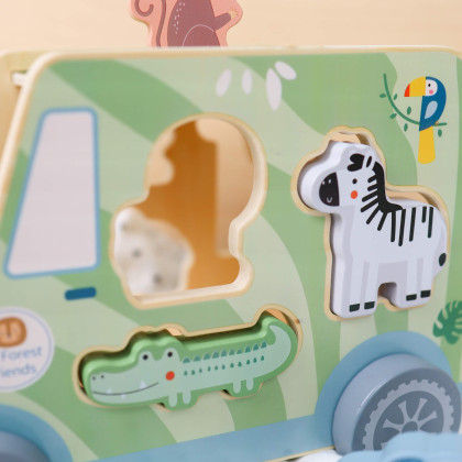 Drevená vkladačka Zvieratká Safari auto 9 ks Tooky Toy