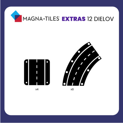 Magnetická stavebnica Xtras Roads 12 dielov Magna Tiles