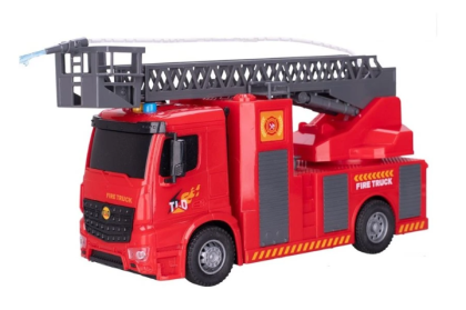 Auto hasiči striekajúcu vodu na zotrvačník so svetlom a zvukom 30 cm