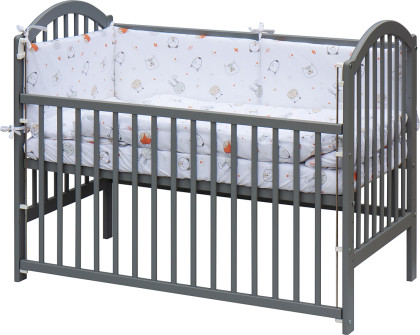 Detská postieľka s kompletnou výbavou120 x 60 cm šedá Labra Scarlett
