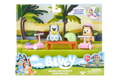 Zábava na kolobežke Bluey a Bingo