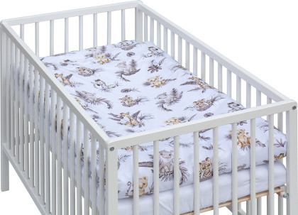 Detská postieľka s kompletnou výbavou biela 120 x 60 cm Afrika béžová Scarlett