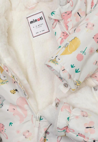 Kombinéza dojčenská zimná podšitá chlpom, Minoti, Butterfly 3, ružová