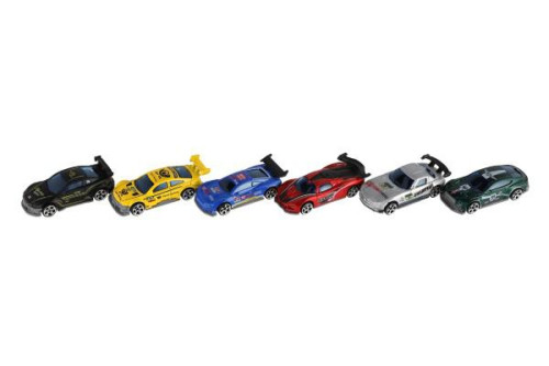 Auto závodné 6 ks kov/plast 8 cm na voľný chod