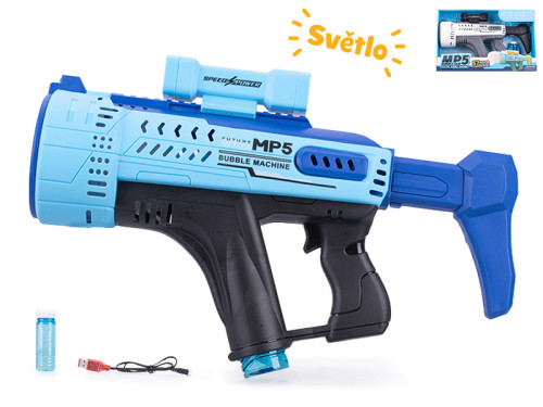 Bublifukovač pištole MP5 44cm na batérie so svetlom