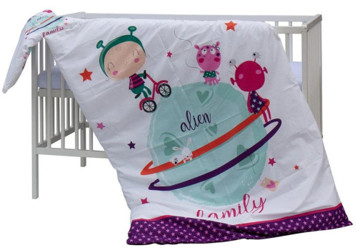 Detská postieľka biela s kompletnou výbavou 120 x 60 cm Moly Scarlett
