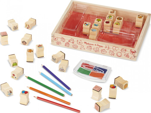 Drevená sada pečiatok s pastelkami 32 ks Melissa & Doug