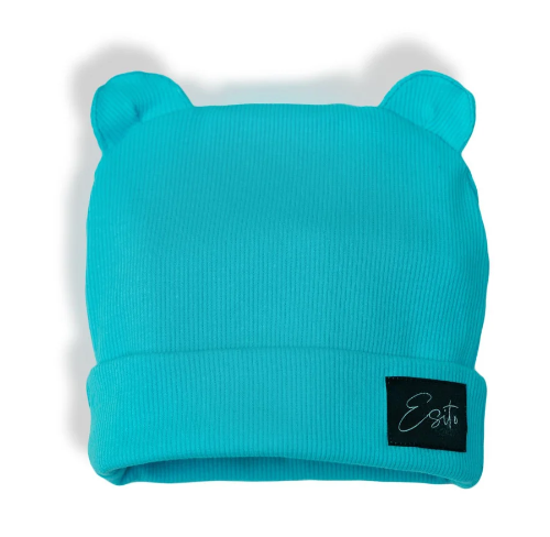 Zimná rebrovaná čiapka s uškami Color Turquoise tyrkysová Esito