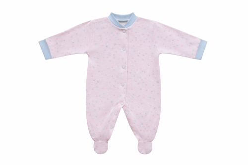 Dojčenský overal bavlna ružový - bodky Baby Service