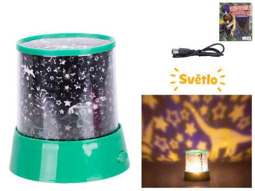 Dinoworld lampička/projektor 12 cm 360 ° na batérie, so svetlom meniace farbu