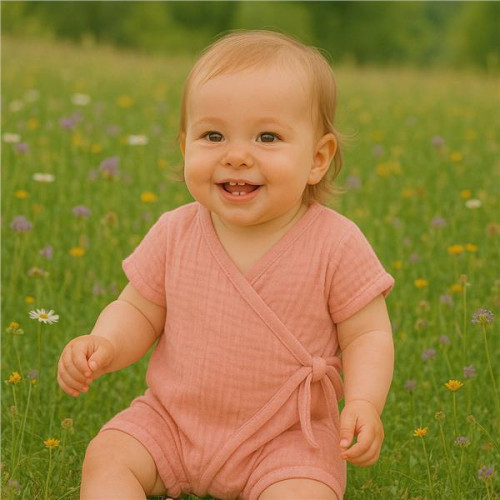 Dojčenský letný mušelínový overal New Baby pink