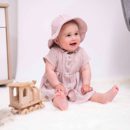 Mušelínové šaty Barunka Powder pink Esito