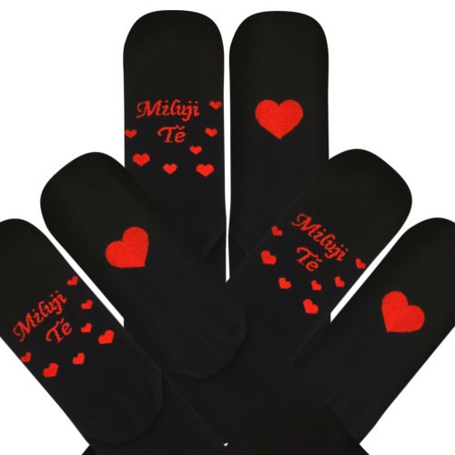 Ponožky pre zamilovaných Darling čierne so srdiečkami design 1 (3 páry)