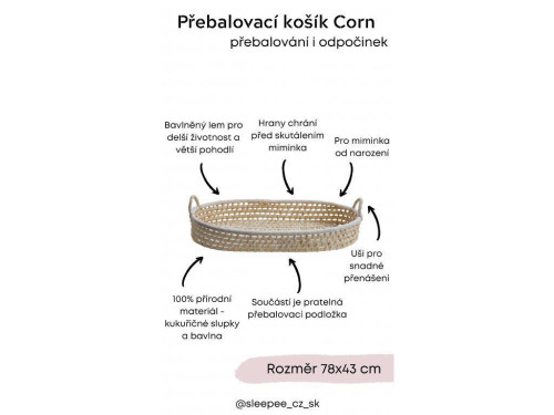 Prebaľovací košík pre bábätko Corn + podložka Ahojbaby