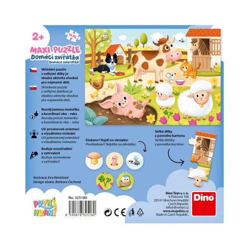 Prvé hranie Domáce zvieratká maxi puzzle 15 dielikov Dino