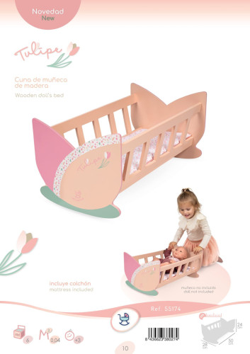 Drevená kolíska pre bábiky Tulipe DeCuevas