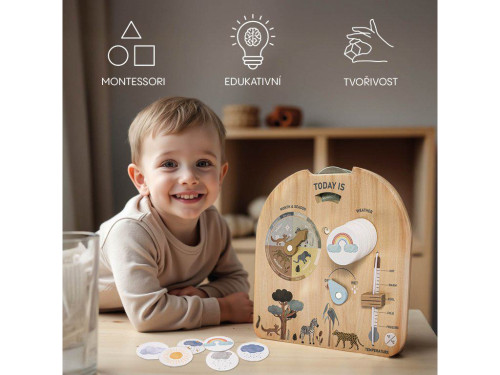 Drevená Montessori doska Počasie