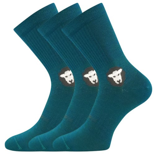 Ponožky detské Barefootik merino so striebrom modro-zelenej (3 páry)